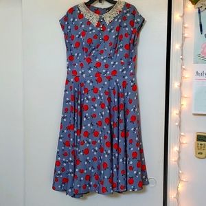Hell Bunny Apple Dress in Blue